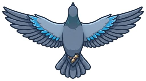 Pigeon courier carrying a letter
